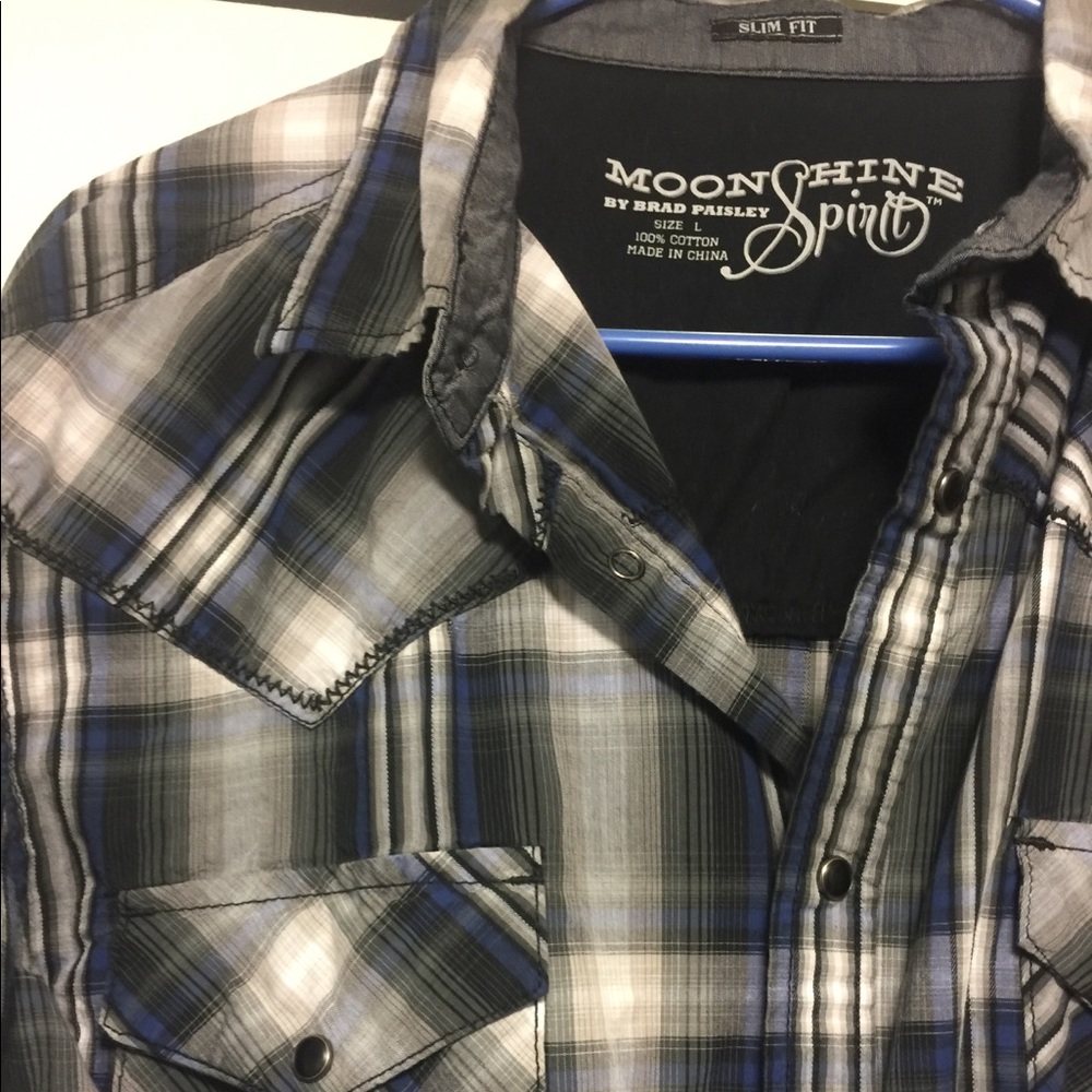 Men’s Lg. Slim Fit Pearl Snap Plaid Western Shirt